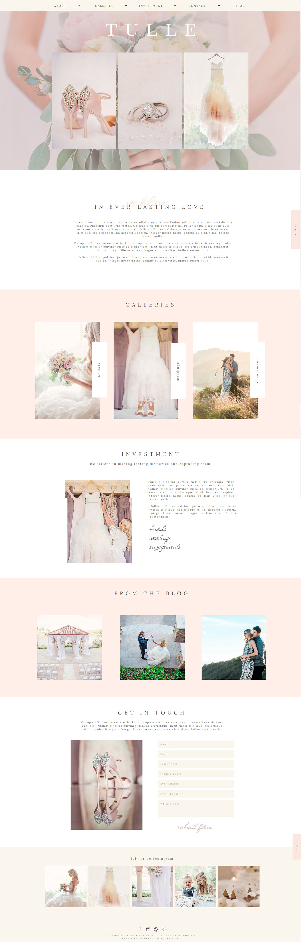 feminine wedding photographer website design by hannah robinson
