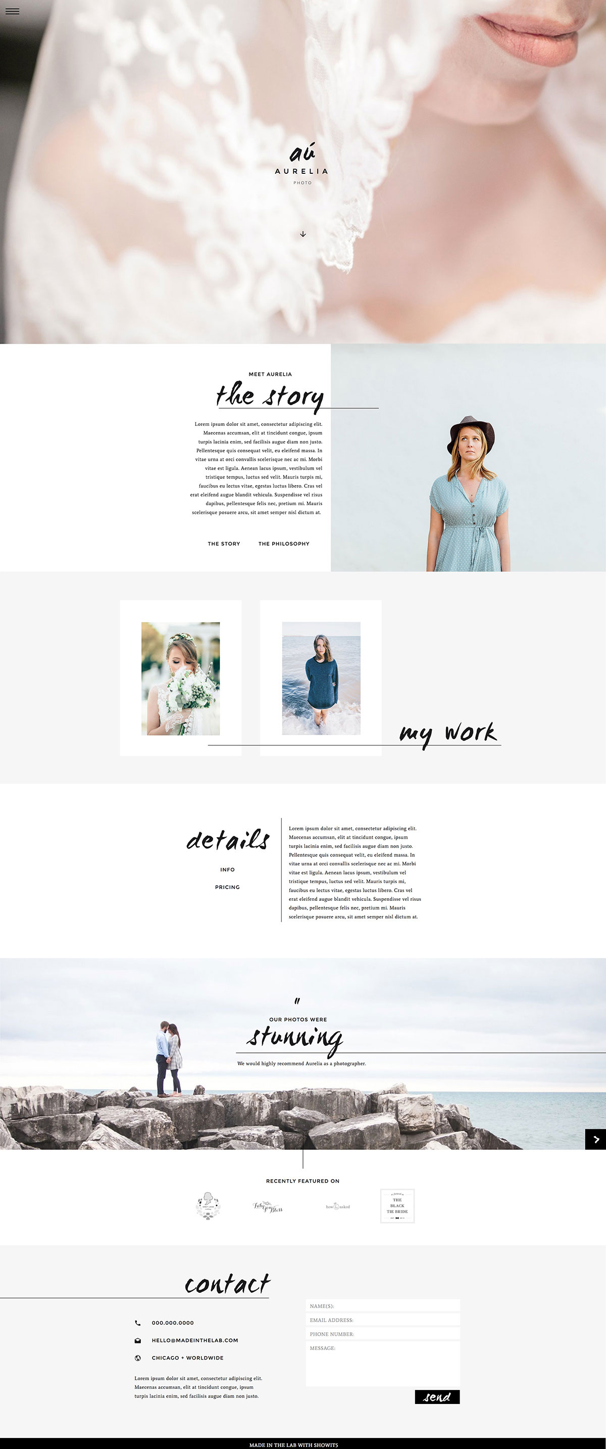 romantic and creative photography website by Made in the Lab