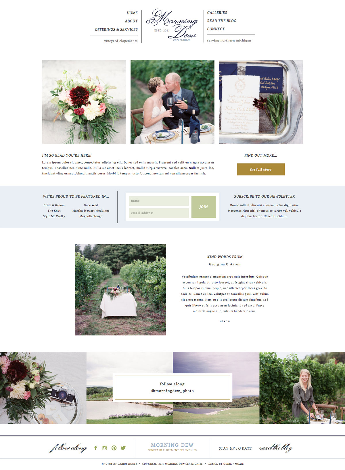 Beautiful and bright photography website design. Design Website Morning Dew - Showit