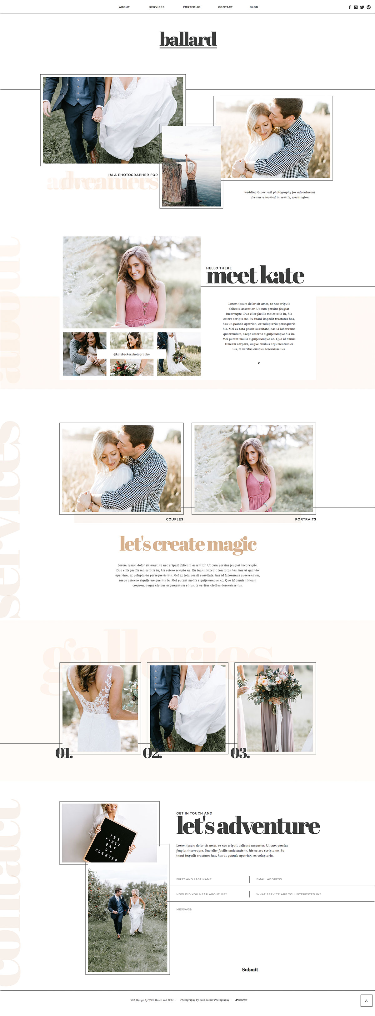 romantic photography website by With Grace and Gold for Showit