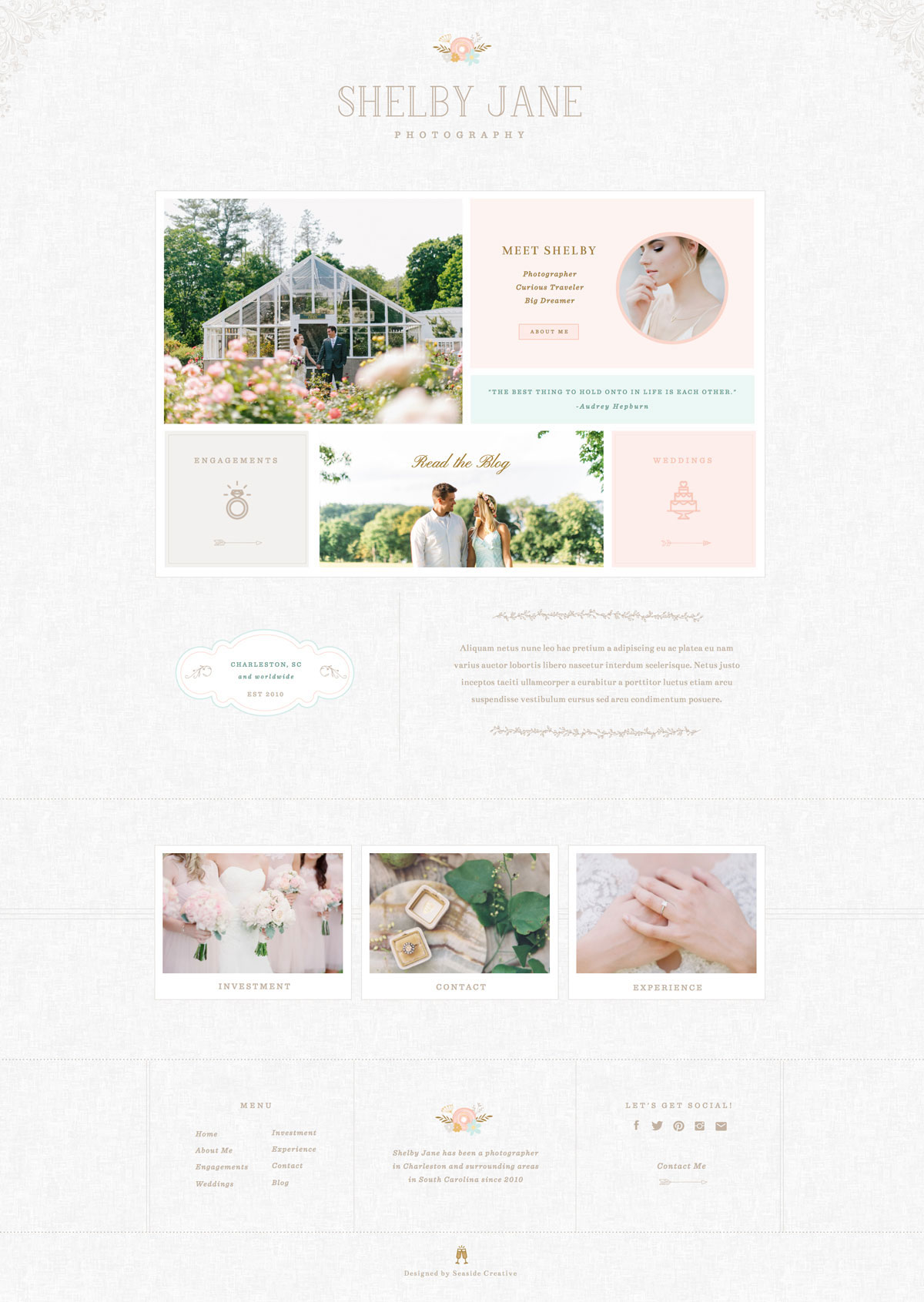 sweet and modern photography website design by seaside collection for Showit