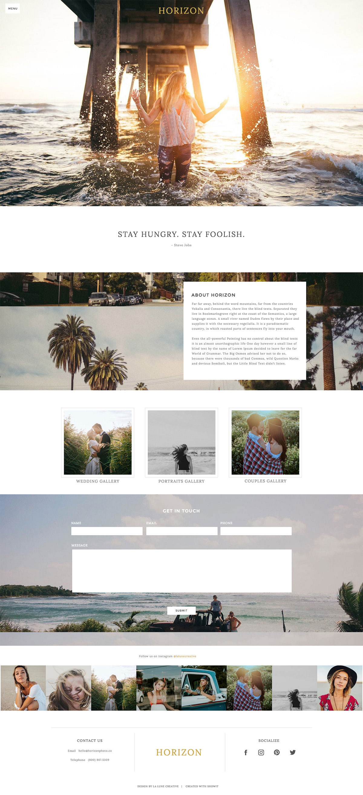 photography website, bold minimalist design by La Lune Creative for Showit