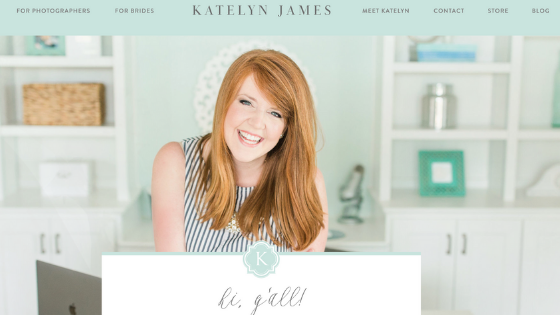 Katelyn James photography website on Showit