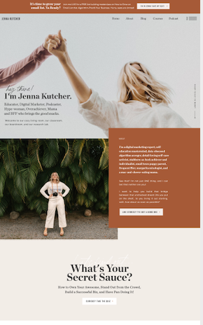 jenna kutcher's website on Showit
