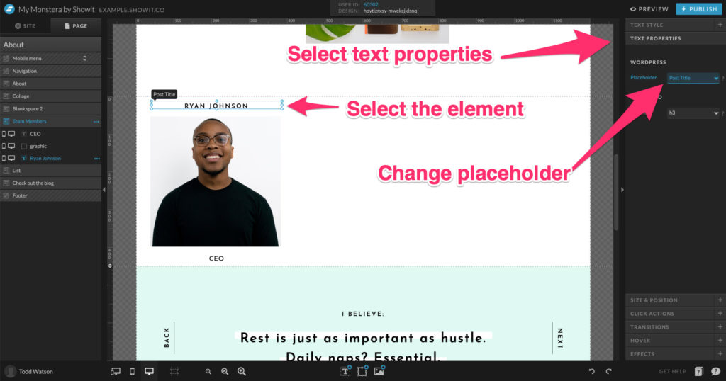 Selecting elements and changing their properties to change Post Title